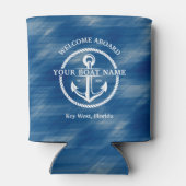 Nautical Navy Blue Welcome Aboard Name Anchor Blikjeskoeler (Achterkant)