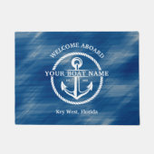 Nautical Navy Blue Welcome Aboard Name Anchor Deurmat (Voorkant)