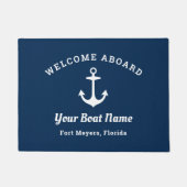 Nautical Navy Blue Welcome Aboard Name Anchor Deurmat (Voorkant)
