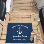 Nautical Navy Blue Welcome Aboard Name Anchor Deurmat
