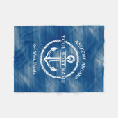 Nautical Navy Blue Welcome Aboard Name Anchor Fleece Deken (Voorkant (Horizontaal))