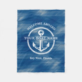Nautical Navy Blue Welcome Aboard Name Anchor Fleece Deken (Voorkant)