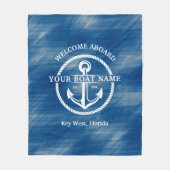 Nautical Navy Blue Welcome Aboard Name Anchor Fleece Deken (Voorkant)