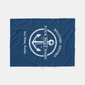 Nautical Navy Blue Welcome Aboard Name Anchor Fleece Deken (Voorkant (Horizontaal))