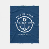 Nautical Navy Blue Welcome Aboard Name Anchor Fleece Deken (Voorkant)