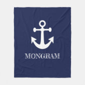 Nautical Navy Blue Welcome Aboard Name Anchor Fleece Deken (Voorkant)