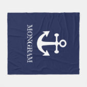 Nautical Navy Blue Welcome Aboard Name Anchor Fleece Deken (Voorkant (Horizontaal))