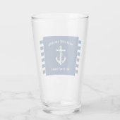 Nautical Navy Blue Welcome Aboard Name Anchor Glas (Achterkant)