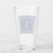 Nautical Navy Blue Welcome Aboard Name Anchor Glas (Achterkant)