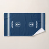 Nautical Navy Blue Welcome Aboard Name Anchor Handdoek (Handdoek)