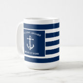 Nautical Navy Blue Welcome Aboard Name Anchor Koffiemok (Voorkant links)