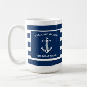 Nautical Navy Blue Welcome Aboard Name Anchor Koffiemok (Links)