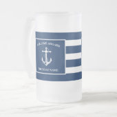 Nautical Navy Blue Welcome Aboard Name Anchor Matglas Bierpul (Voorkant links)