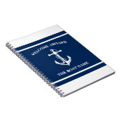 Nautical Navy Blue Welcome Aboard Name Anchor Notitieboek (Rechterzijde)