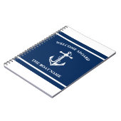 Nautical Navy Blue Welcome Aboard Name Anchor Notitieboek (Linkerzijde)