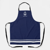 Nautical Navy Blue Welcome Aboard Name Anchor Schort (Voorkant)