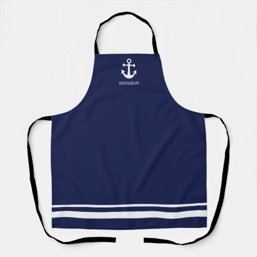 Nautical Navy Blue Welcome Aboard Name Anchor Schort (Voorkant)