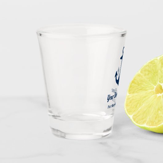 Nautical Navy Blue Welcome Aboard Name Anchor Shot Glas (Links)