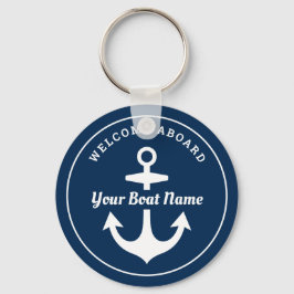 Nautical Navy Blue Welcome Aboard Name Anchor Sleutelhanger