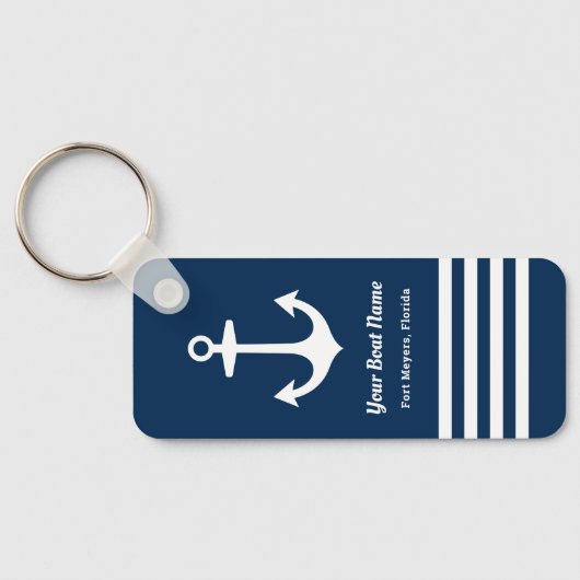 Nautical Navy Blue Welcome Aboard Name Anchor Sleutelhanger (Achterkant)
