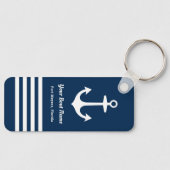 Nautical Navy Blue Welcome Aboard Name Anchor Sleutelhanger (Voorkant)