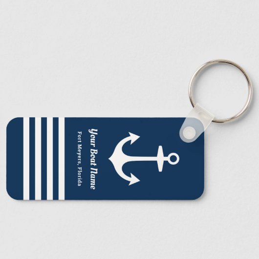 Nautical Navy Blue Welcome Aboard Name Anchor Sleutelhanger (Voorkant)