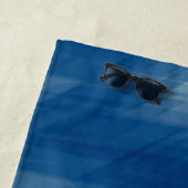 Nautical Navy Blue Welcome Aboard Name Anchor Strandlaken (In situ)