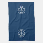 Nautical Navy Blue Welcome Aboard Name Anchor Theedoek (Verticaal)