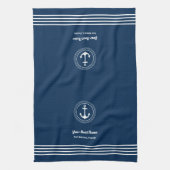 Nautical Navy Blue Welcome Aboard Name Anchor Theedoek (Verticaal)