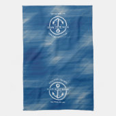 Nautical Navy Blue Welcome Aboard Name Anchor Theedoek (Verticaal)