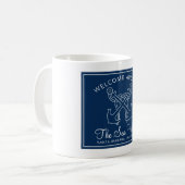 Nautical Navy Blue Welcome Aboard Name Koffiemok (Voorkant links)