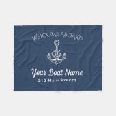 Nautical Navy Blue Welkom aan boord Anker Boot Naa Fleece Deken (Voorkant (Horizontaal))