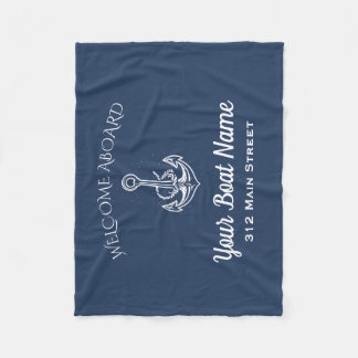 Nautical Navy Blue Welkom aan boord Anker Boot Naa Fleece Deken