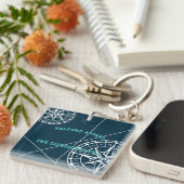 Nautical Navy Blue Welkom aan boord van Compass Ro Sleutelhanger (Voorkant Rechts)