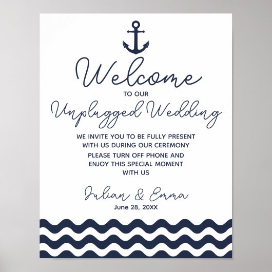 Nautical Navy Blue Welkom bij onze niet-aangeslote Poster (Voorkant)