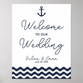 Nautical Navy Blue Welkom bij onze trouwafdruk Poster