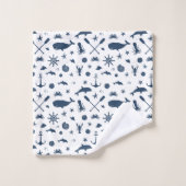 Nautical Navy Blue Whale Dolphin Anchor Bad Handdoek (Wasdoekje)