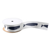 Nautical Navy Blue Whale Satijnen Lint (Spoel)