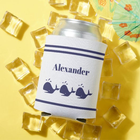 Nautical Navy Blue Whale White kustwoon Blikjeskoeler (Insitu Zomer)