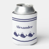 Nautical Navy Blue Whale White kustwoon Blikjeskoeler (Blikje Voorkant)