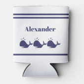 Nautical Navy Blue Whale White kustwoon Blikjeskoeler (Voorkant)