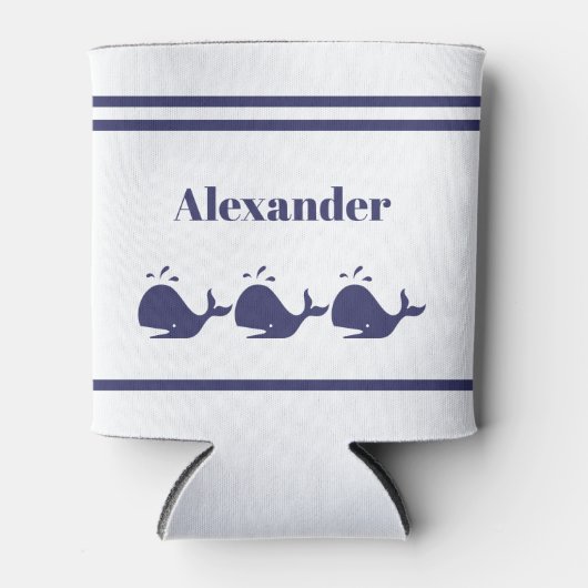 Nautical Navy Blue Whale White kustwoon Blikjeskoeler (Voorkant)