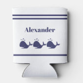 Nautical Navy Blue Whale White kustwoon Blikjeskoeler (Achterkant)