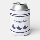 Nautical Navy Blue Whale White kustwoon Blikjeskoeler (Blikje Achterkant)