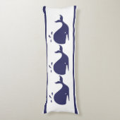 Nautical Navy Blue Whale White kustwoon Lumb Lichaamskussen (Voorkant Verticaal)