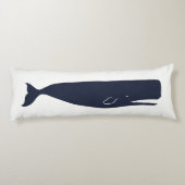 Nautical Navy Blue Whale & White Lichaamskussen (Achterkant)