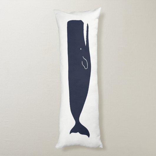 Nautical Navy Blue Whale & White Lichaamskussen (Achterkant (Verticaal))