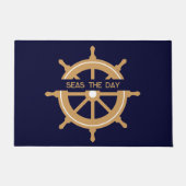 Nautical Navy Blue Wheel Custom Name Deurmat (Voorkant)