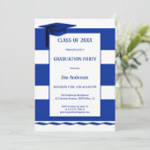 Nautical Navy Blue White Afstuderen Kaart (Staand voorkant)