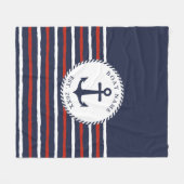 Nautical Navy Blue White Anchor Boat Name Fleece Deken (Voorkant (Horizontaal))